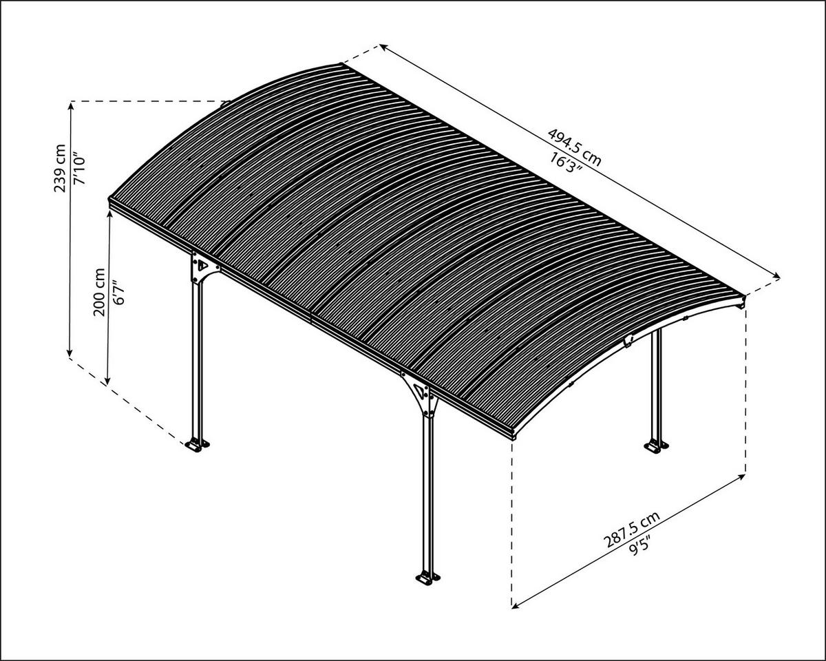 Palram Carport Atlas B/H/L: ca. 288x243x495 cm Atlas - anthrazit (495,00/288,00/243,00cm) - Palram