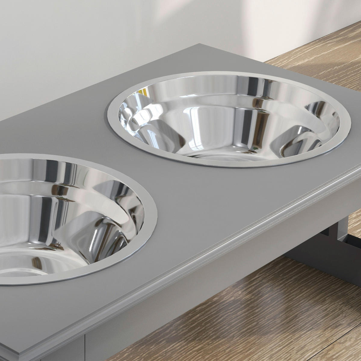 PawHut Futternapf grau MDF B/H/L: ca. 24x15x44 cm Futternapf - grau (44,00/24,00/15,00cm) - PawHut