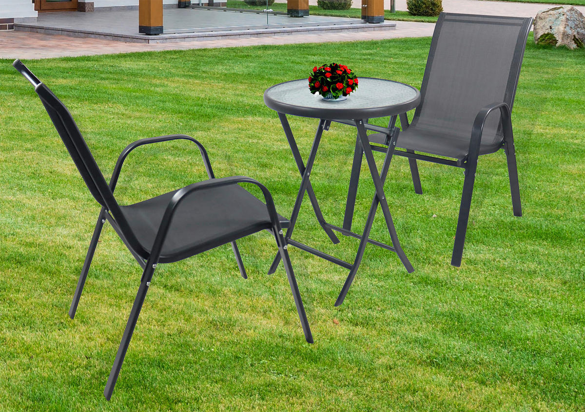 VCM Gartentisch anthrazit Metall B/H/L: ca. 55x70x55 cm Gartentisch rund klappbar Sonlas - anthrazit (55,00/55,00/70,00cm) - VCM