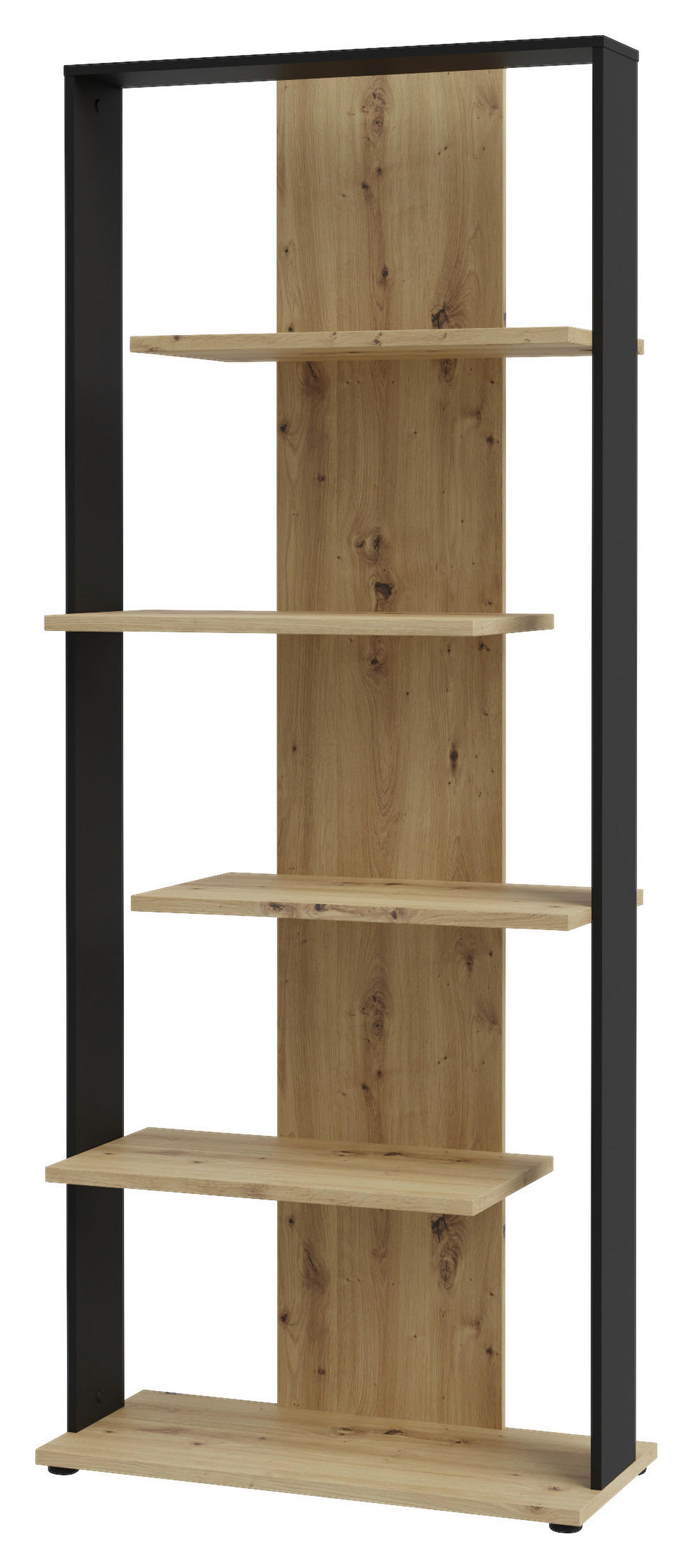 Regal  Eiche Artisan Nachbildung schwarz B/H/T: ca. 80x198x35 cm Erik_Regal ERKR711-M922 - Eiche/schwarz (80,00/198,00/35,00cm)
