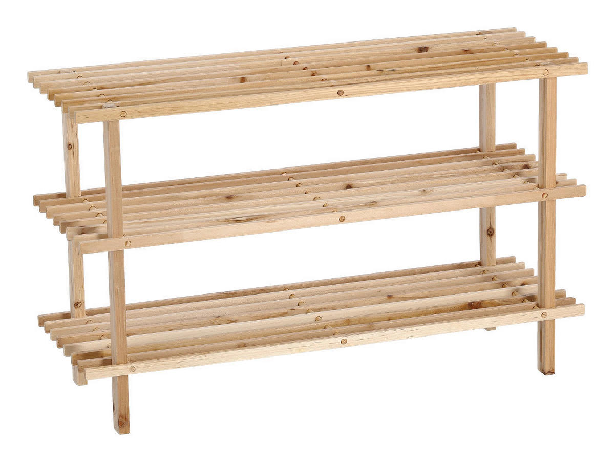 Zeller Schuhregal natur Kiefer B/H/T: ca. 80x50x26 cm Schuhregal_mit_3_Ablagen - natur (80,00/50,00/26,00cm) - Zeller