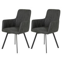 Stuhl Gesa 2er Set anthrazit Vintage Microfaser B/H/T: ca. 56x88x64 cm Gesa 2er Set - schwarz/anthrazit (56,00/88,00/64,00cm) - Hela