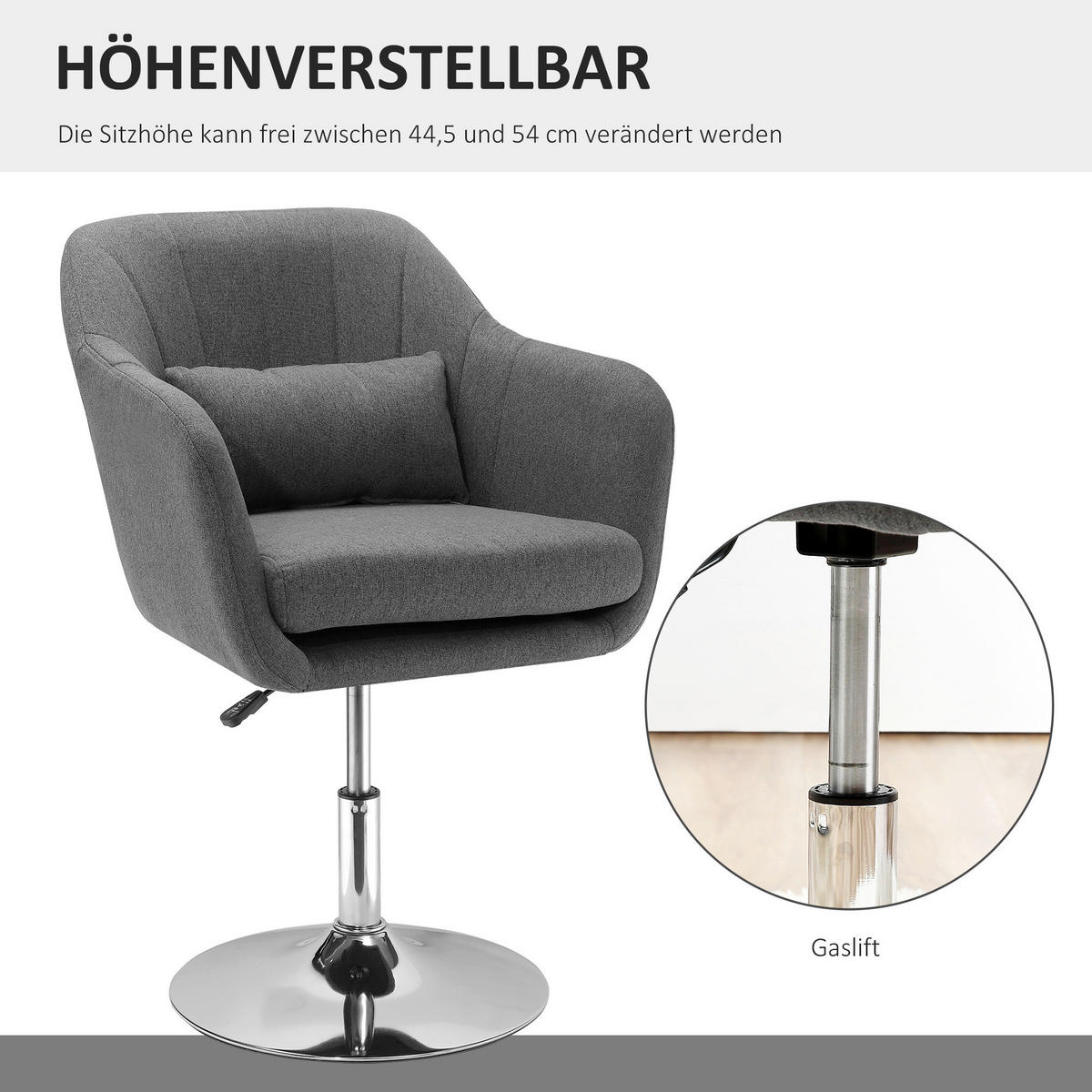 Hocker 833-757V01CG dunkelgrau 833-757V01CG - dunkelgrau (60,00/91,00/60,00cm) - HOMCOM