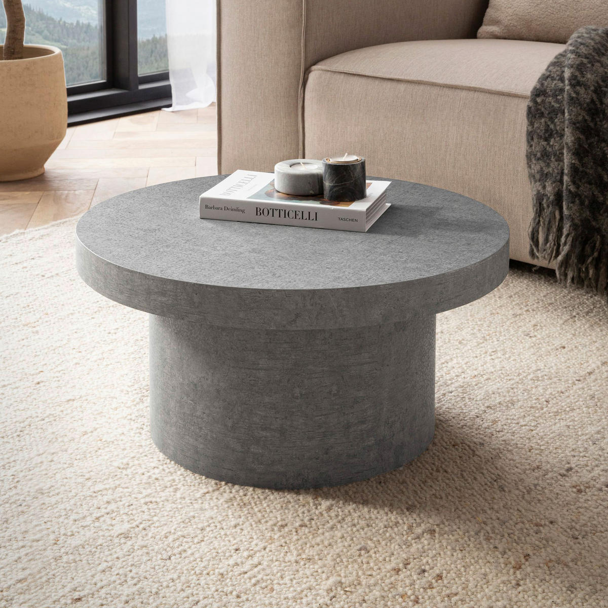 Couchtisch Beton Optik B/H/T: ca. 60x30x60 cm Couchtisch - Beton (60,00/30,00/60,00cm) - Wohnling