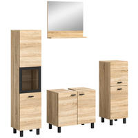 Badezimmer-Set BOSTON Eiche Sonoma Nachbildung schwarz B/H/T: ca. 137x186x33 cm BOSTON - Eiche/schwarz (137,00/186,00/33,00cm) - xonox.home