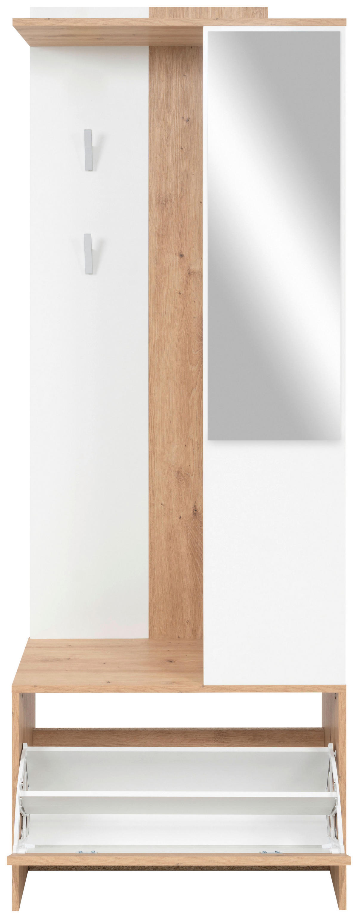 Garderobe Gera 42A weiß Oak Artisan Nachbildung B/H/T: ca. 66x182x33 cm Gera 42A - weiß/Oak (66,00/182,00/33,00cm)