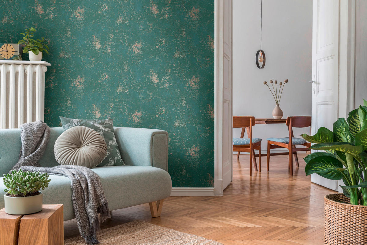 A.S.Creation Vliestapete türkis grün gold B/H/D: ca. 53x1005x9 cm Vliestapete - gold/grün (9,00/1005,00cm) - A.S.Creation