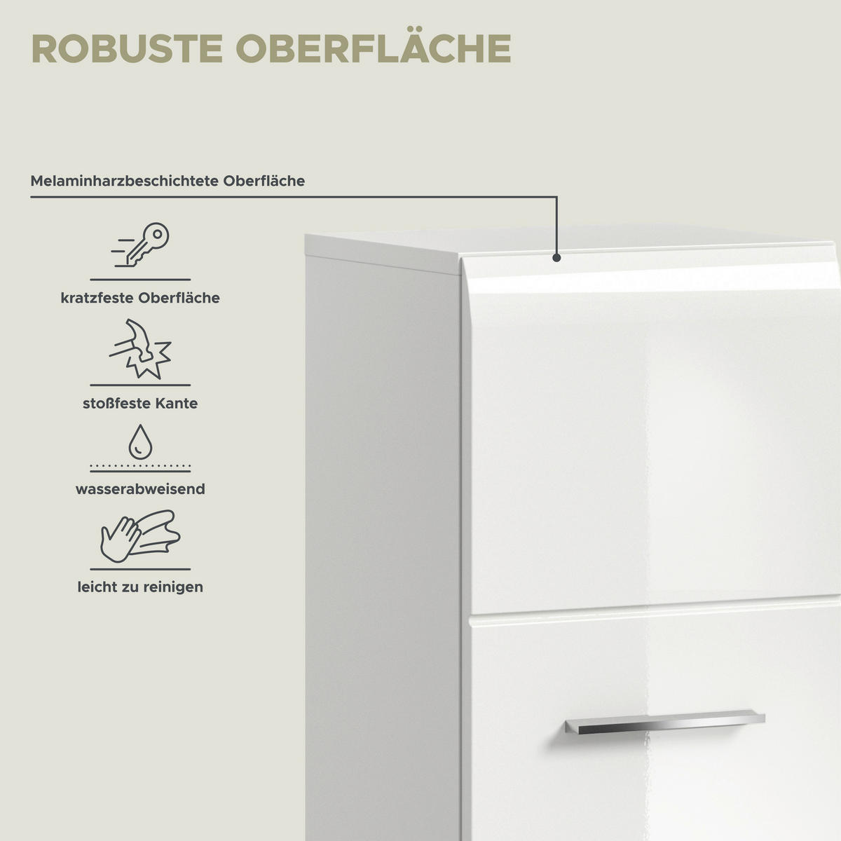 Stauraumelement Ice weiß weiß Hochglanz B/H/T: ca. 30x106x30 cm Ice - weiß (30,00/106,00/30,00cm) - xonox.home