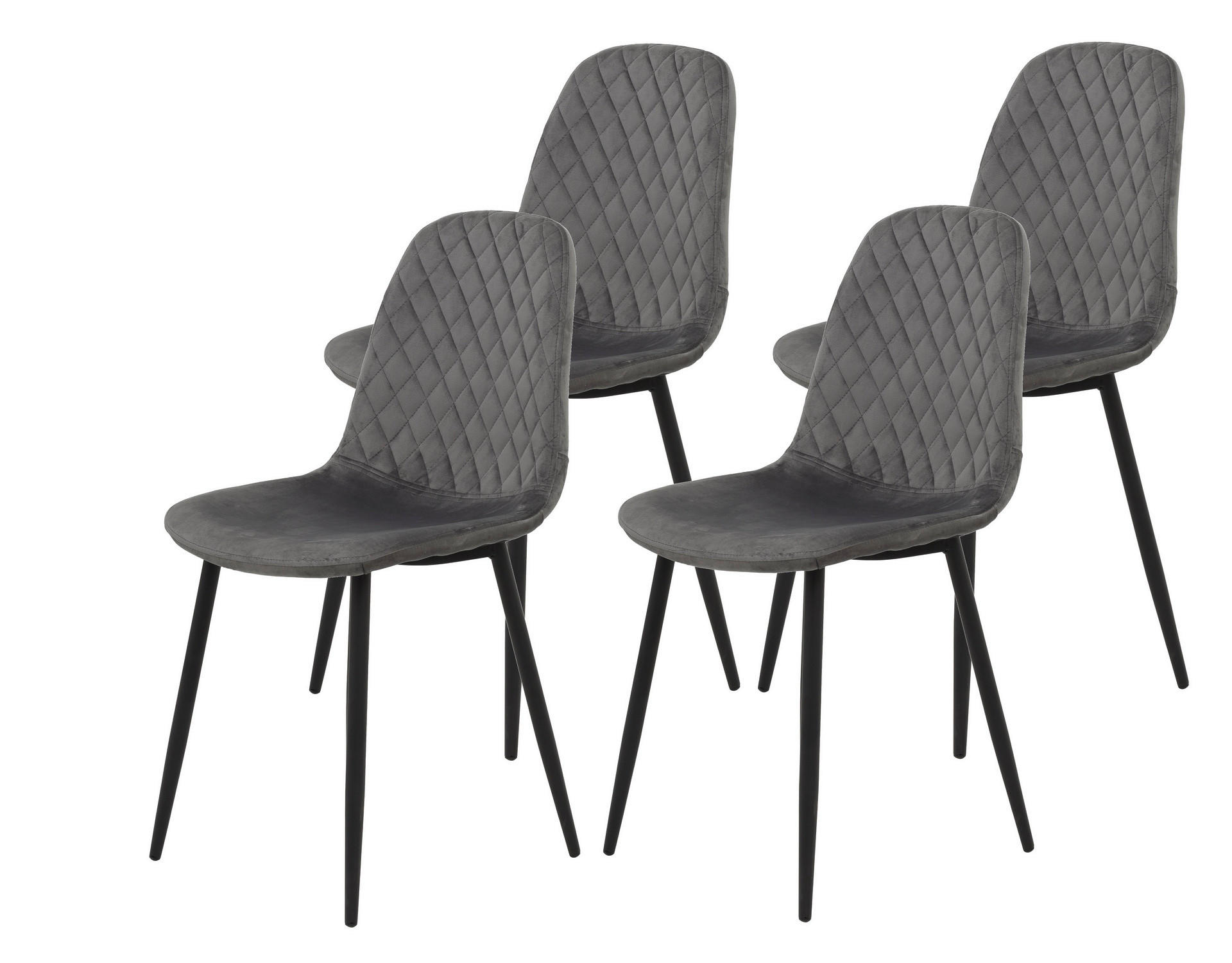 Stuhl Mira 4er Set grau Samtoptik B/H/T: ca. 44x89x53,5 cm Mira 4er Set - schwarz/grau (44,00/89,00/53,50cm) - Hela
