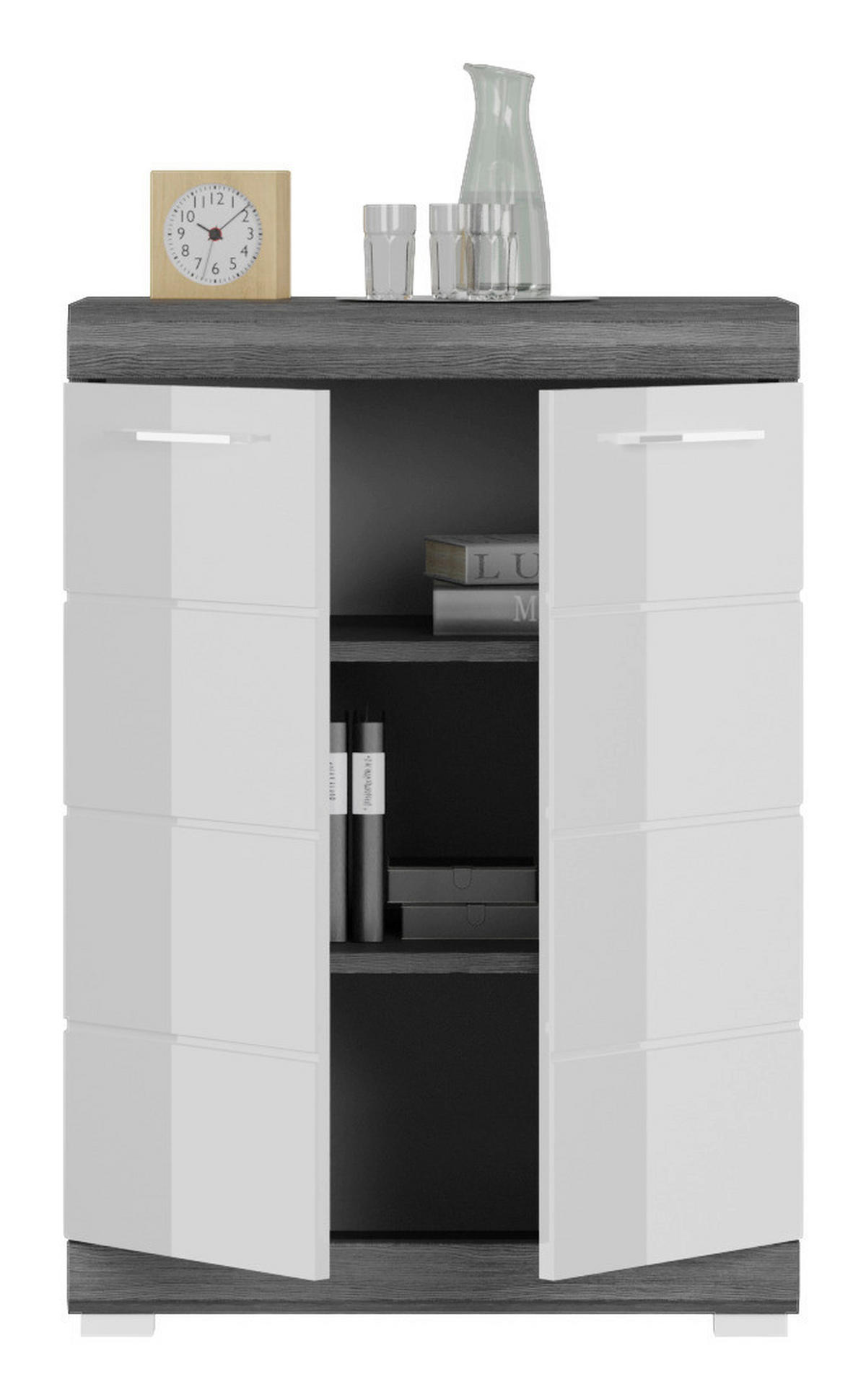 Kommode SCOUT Rauchsilber Nachbildung weiß Hochglanz B/H/T: ca. 60x85x37 cm SCOUT - weiß (60,00/85,00/37,00cm) - xonox.home