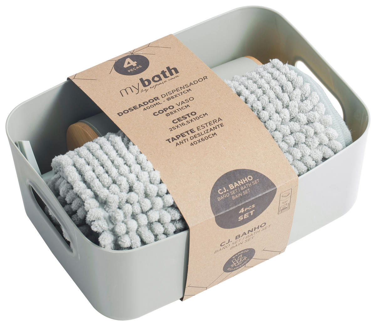 Bad-Set salbei natur Kunststoff Bambus Badset_4tlg. salbei - natur/salbei - Sensation