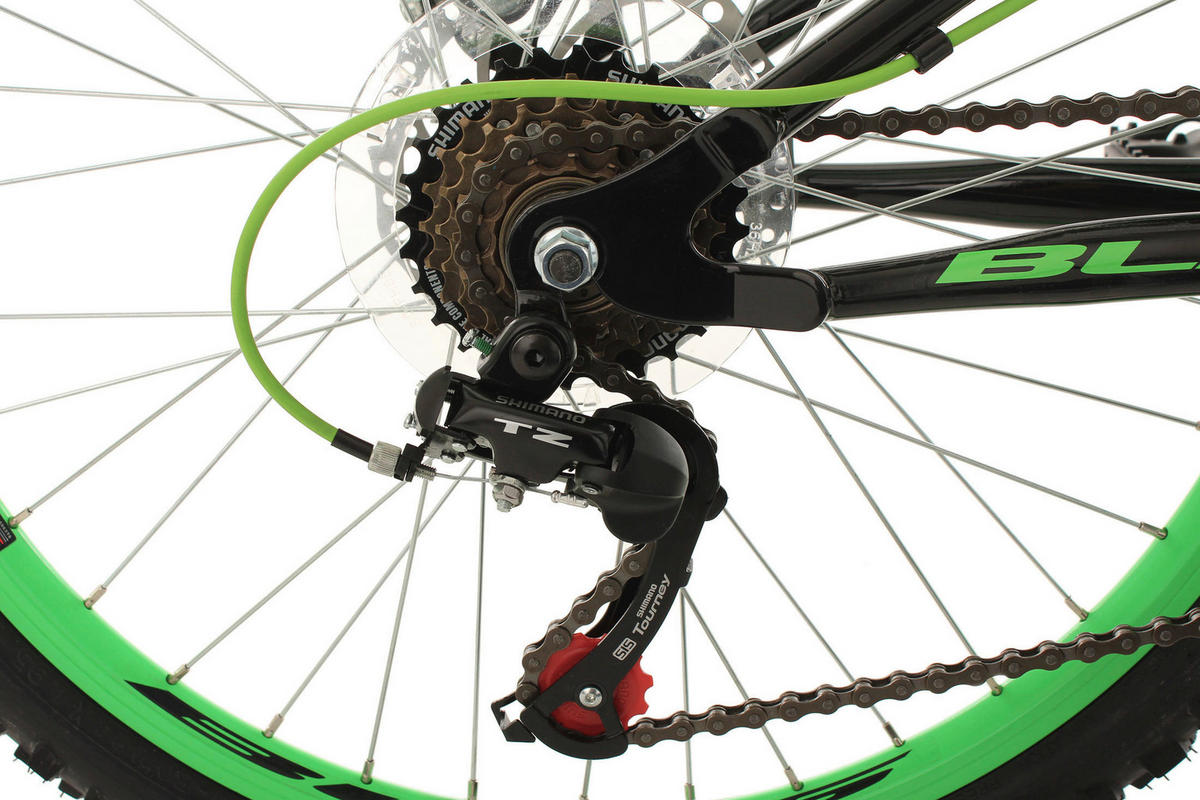 KS-Cycling Kinderrad Bliss Jugendfahrrad Mountainbike Fully Bliss 24 Zoll Rahmenhöhe 38 cm 18 Gänge schwarz schwarz ca. 24 Zoll Bliss - schwarz/grün - KS-Cycling