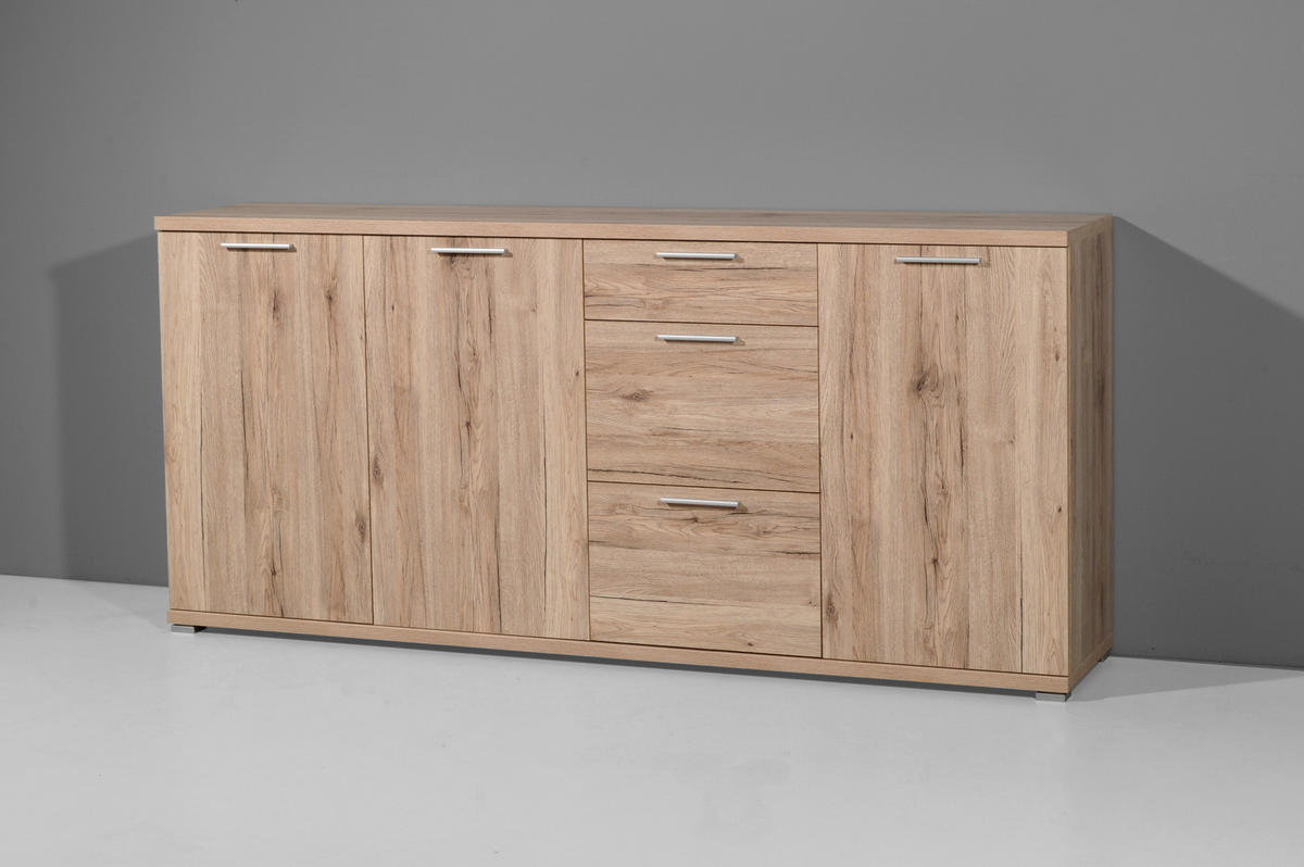 Sideboard 3202-177 Eiche San-Remo Nachbildung B/H/T: ca. 192x88x40 cm 3202-177 - Eiche (192,00/88,00/40,00cm) - Germania