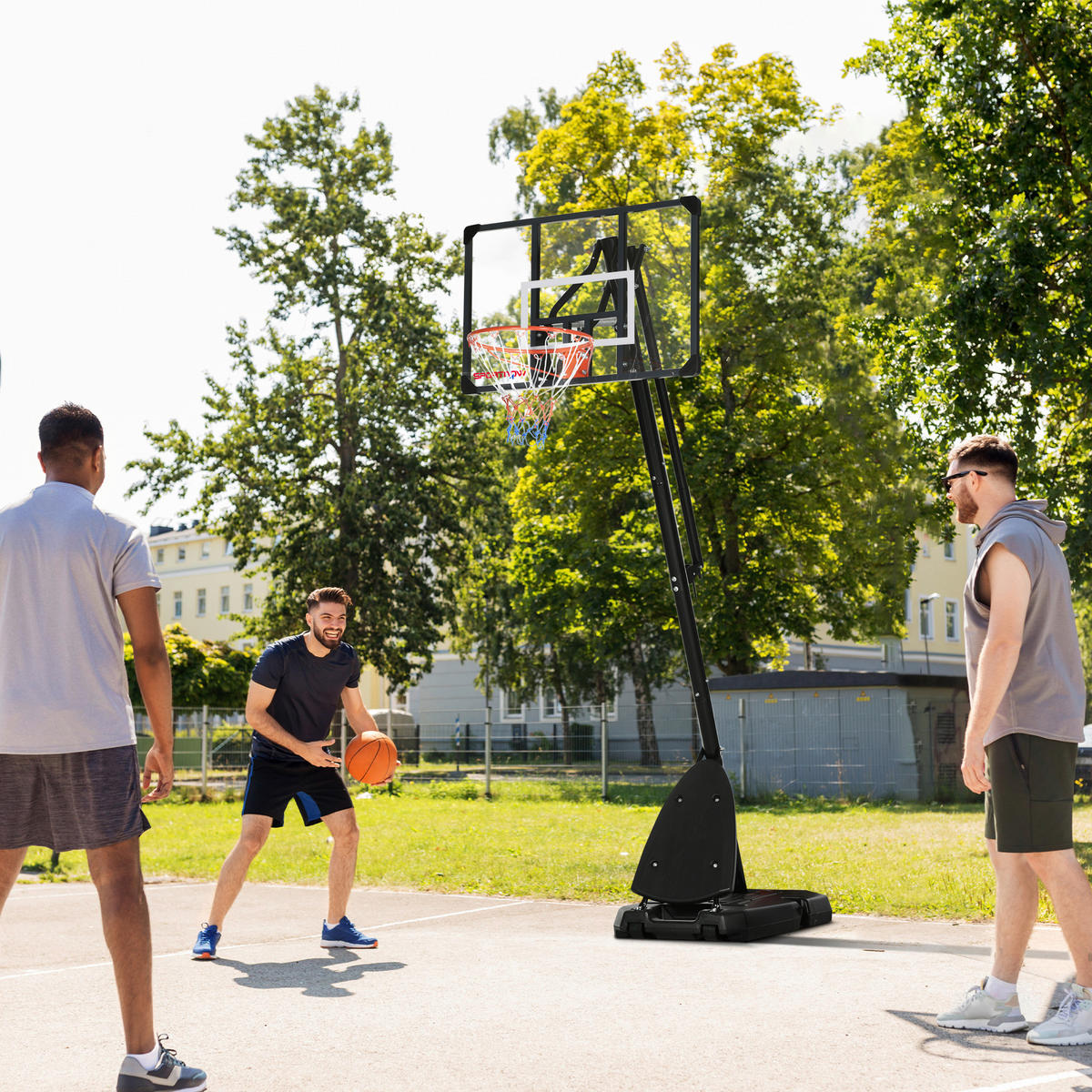 SPORTNOW Basketballkorb schwarz B/H/L: ca. 70,5x111x350 cm Basketballständer - schwarz (350,00/70,50/111,00cm) - SPORTNOW