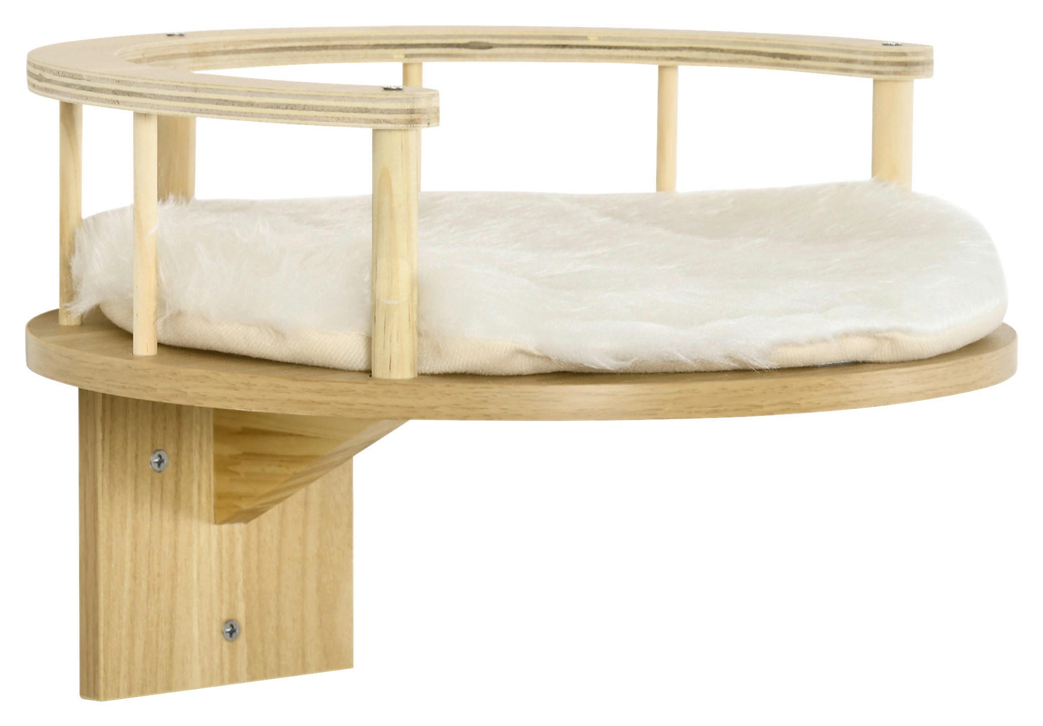 PawHut Katzen-Zubehör Eiche Edelstahl B/H/L: ca. 34x34x10,5 cm Katzen-Wandliege - Eiche/cremeweiß (10,50/34,00/34,00cm) - PawHut