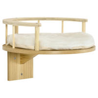 PawHut Katzen-Zubehör Eiche Edelstahl B/H/L: ca. 34x34x10,5 cm Katzen-Wandliege - Eiche/cremeweiß (10,50/34,00/34,00cm) - PawHut