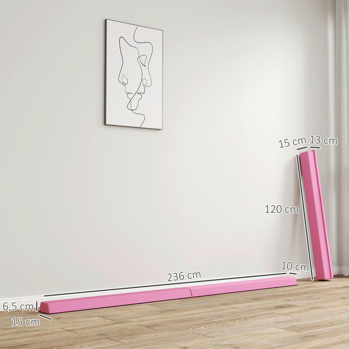 SPORTNOW Schwebebalken rot Kunststoff B/H/L: ca. 15x6,5x236 cm Schwebebalken - rot (236,00/15,00/6,50cm) - SPORTNOW