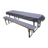 Auflagenset Festzeltgarnitur blau Polyester 3er Set Festzeltgarnitur - blau/weiß