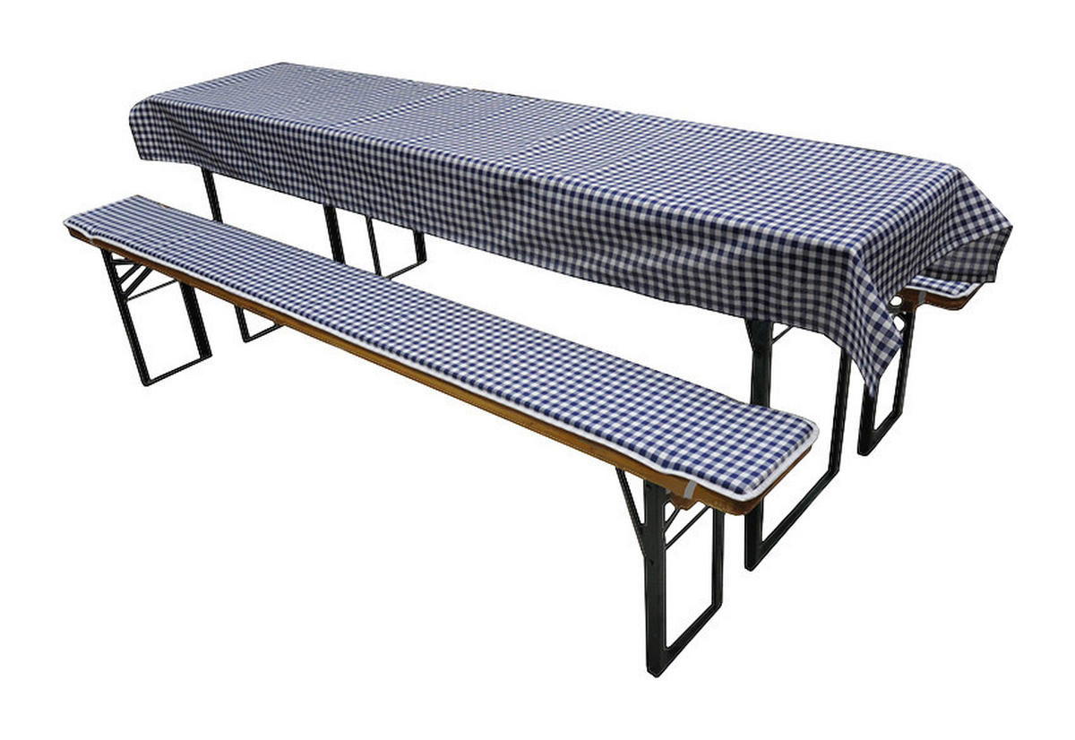 Auflagenset Festzeltgarnitur blau Polyester 3er Set Festzeltgarnitur - blau/weiß