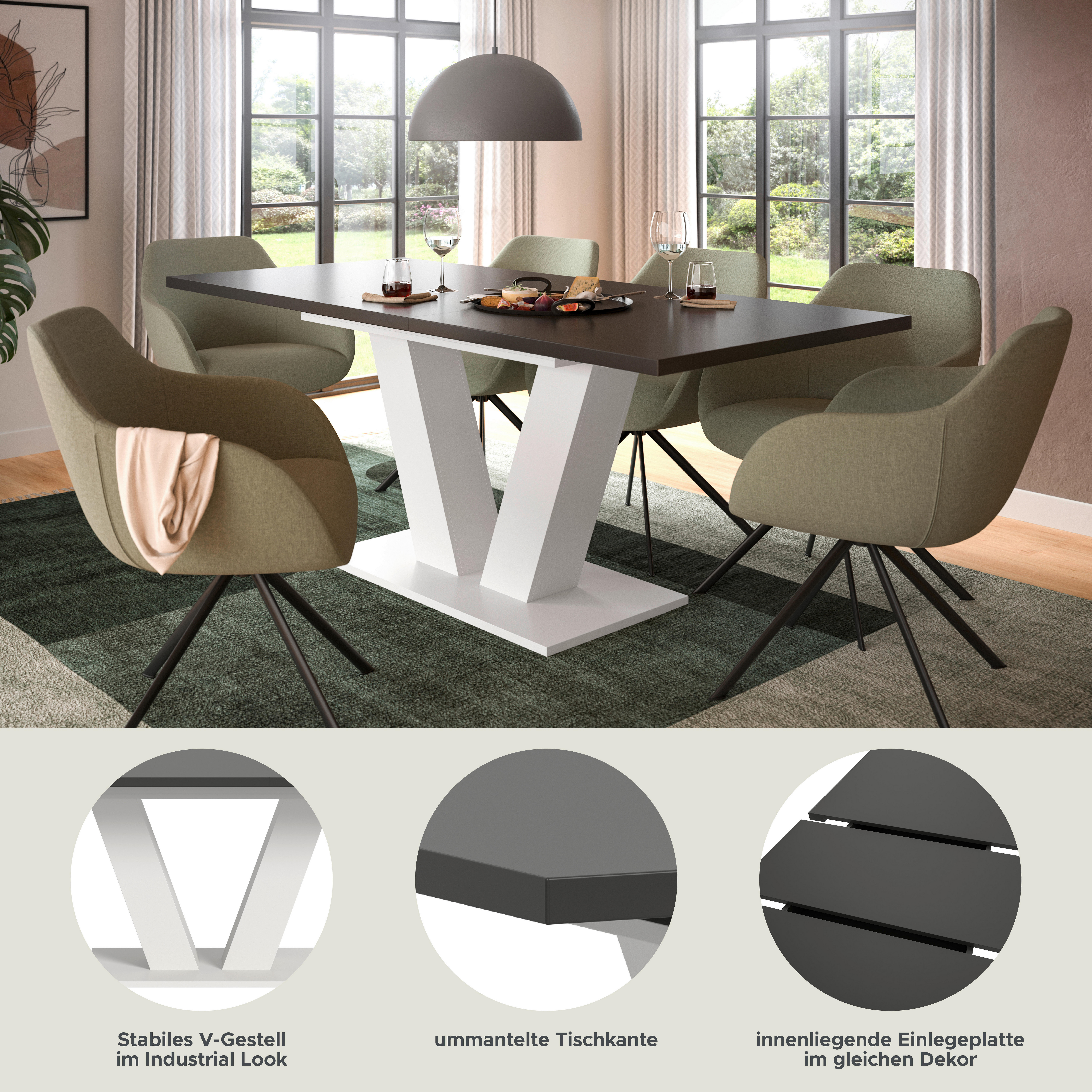 Esstisch MOTION grau B/H/T: ca. 150x76x90 cm MOTION - grau (150,00/76,00/90,00cm) - xonox.home