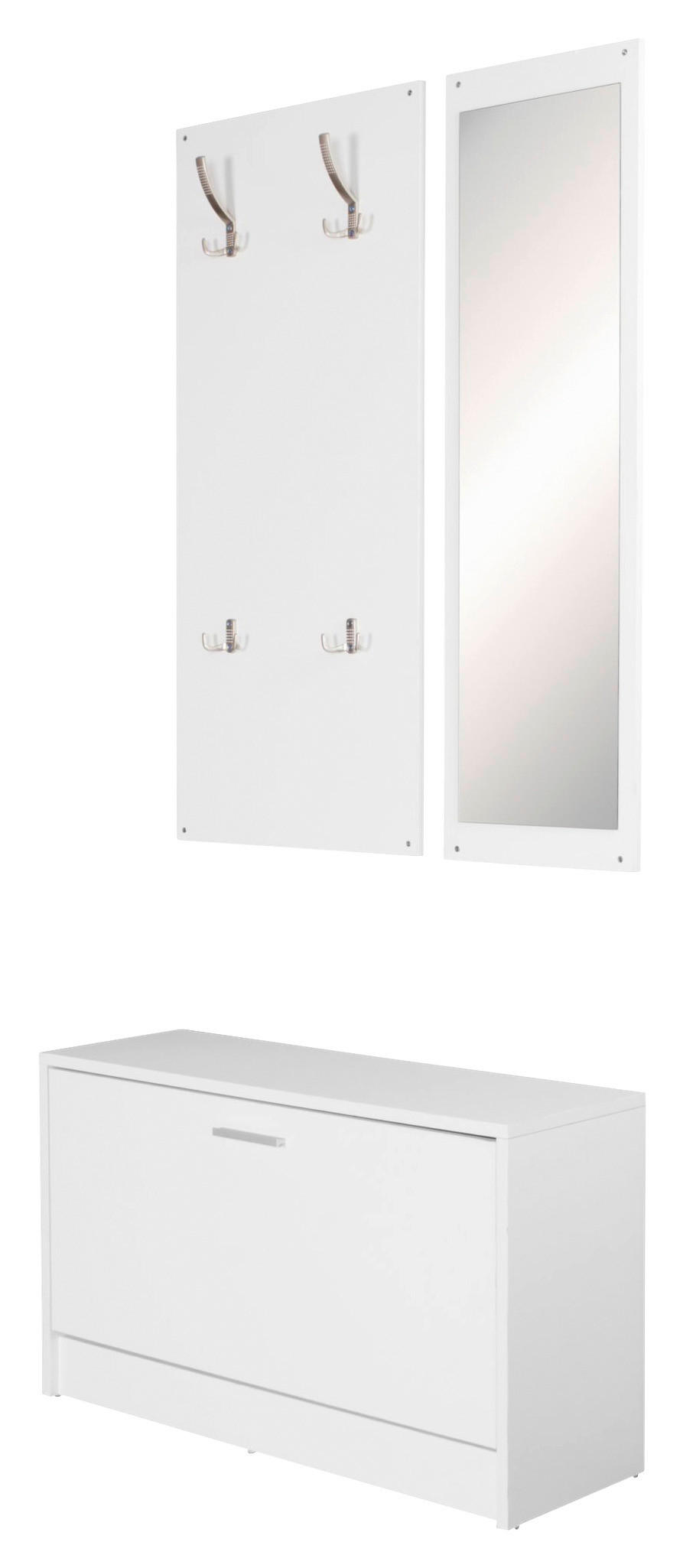 Garderobe weiß B/H/T: ca. 80x180x80 cm Garderobe mit Spiegel - weiß (80,00/180,00/80,00cm) - Wohnling