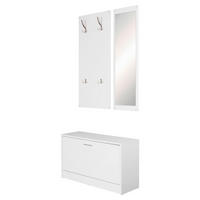 Garderobe weiß B/H/T: ca. 80x180x80 cm Garderobe mit Spiegel - weiß (80,00/180,00/80,00cm) - Wohnling