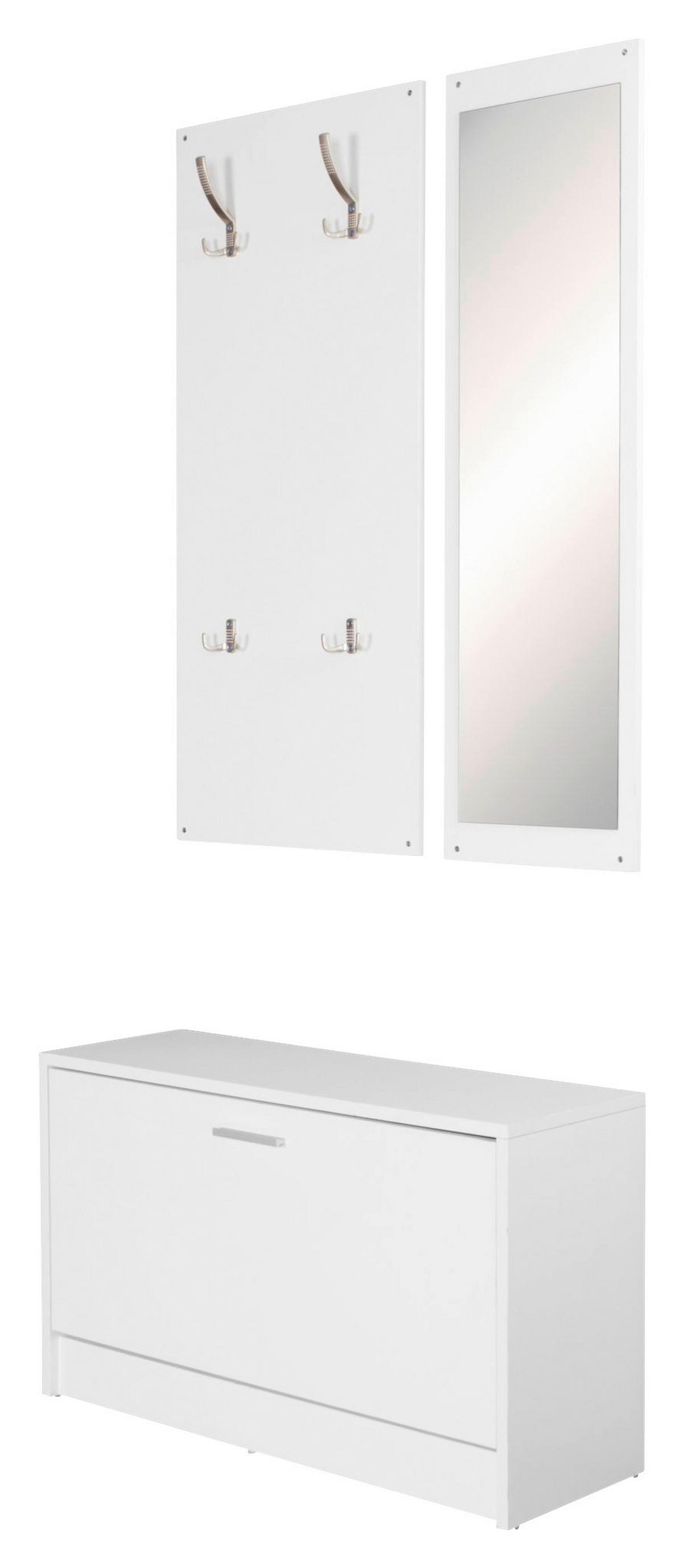 Garderobe weiß B/H/T: ca. 80x180x80 cm Garderobe mit Spiegel - weiß (80,00/180,00/80,00cm) - Wohnling