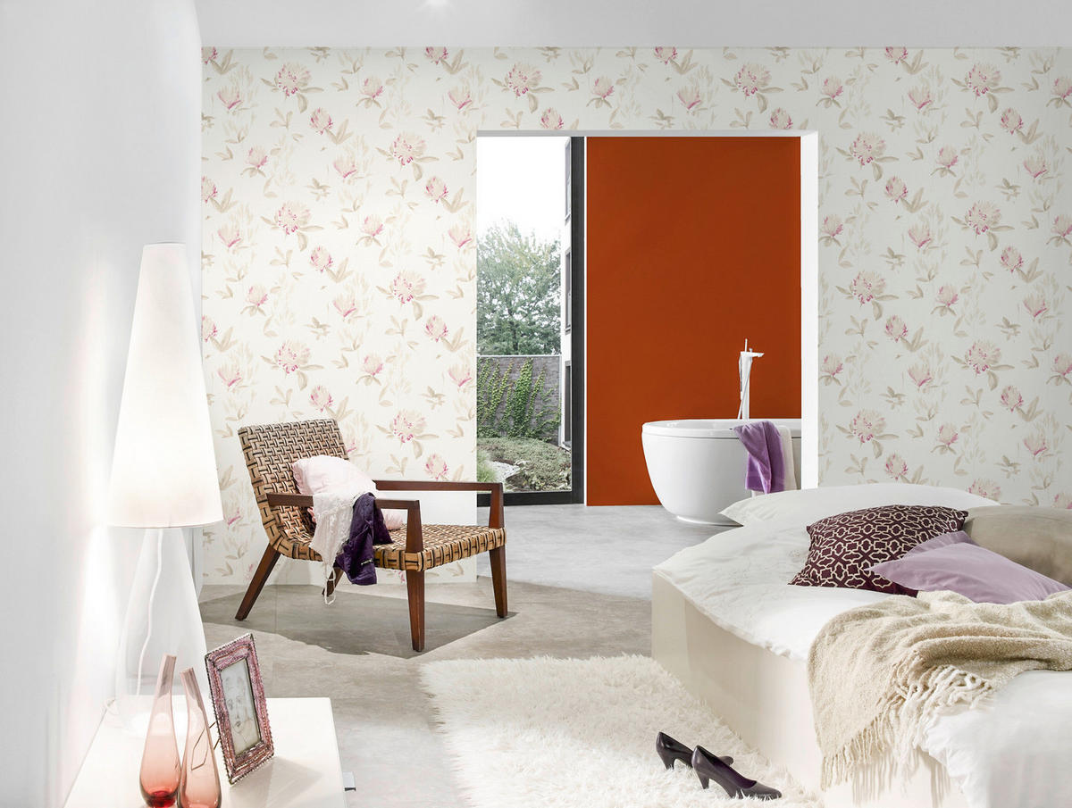 Vliestapete Blumen beige rot B/L: ca. 53x1005 cm Vliestapete_34498-3 - beige/rot (53,00/1005,00cm)