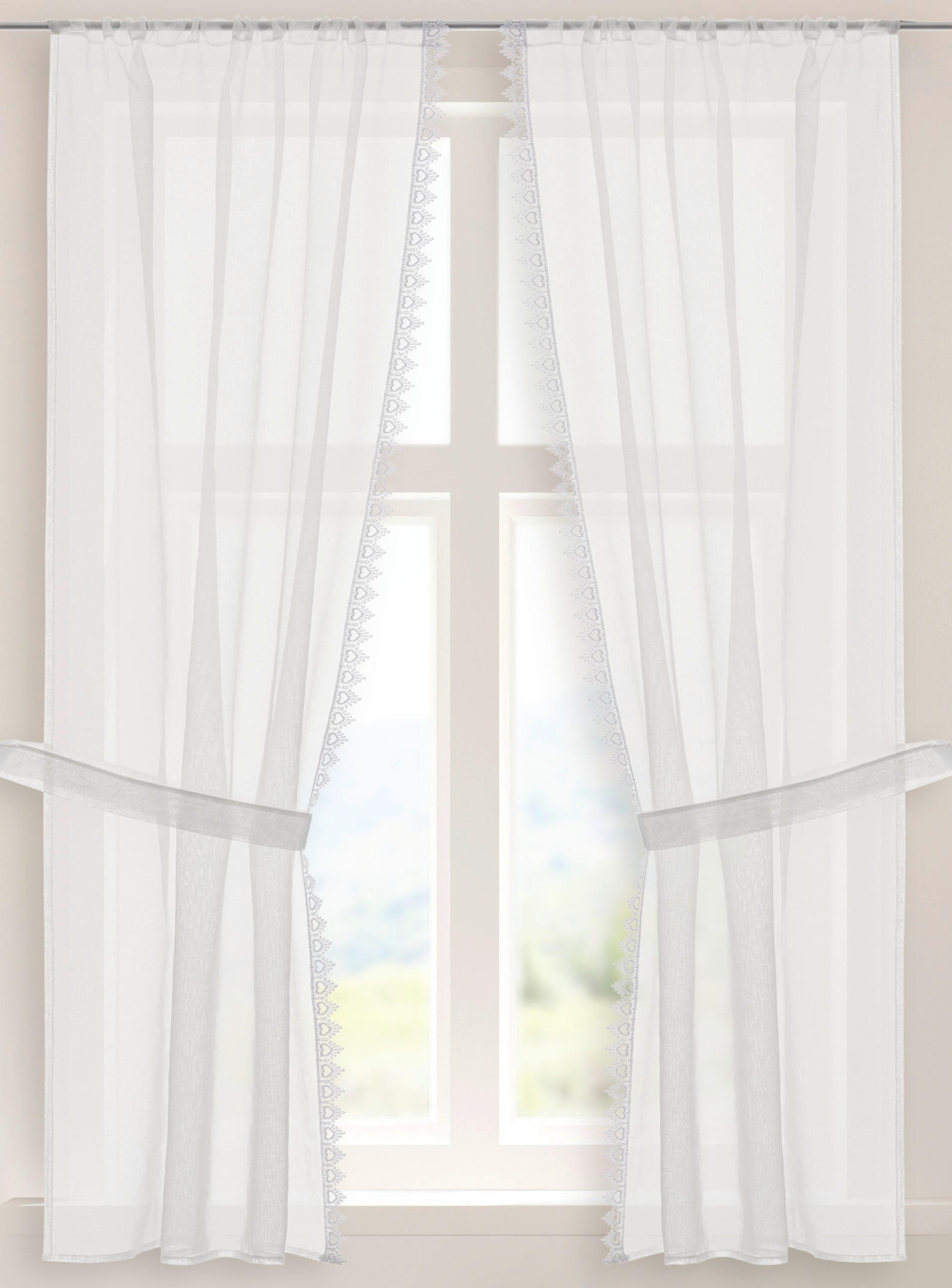 Landhausgardine Nishay wollweiß B/L: ca. 75x160 cm Nishay - wollweiß (75,00/160,00cm) - CASA CREATION