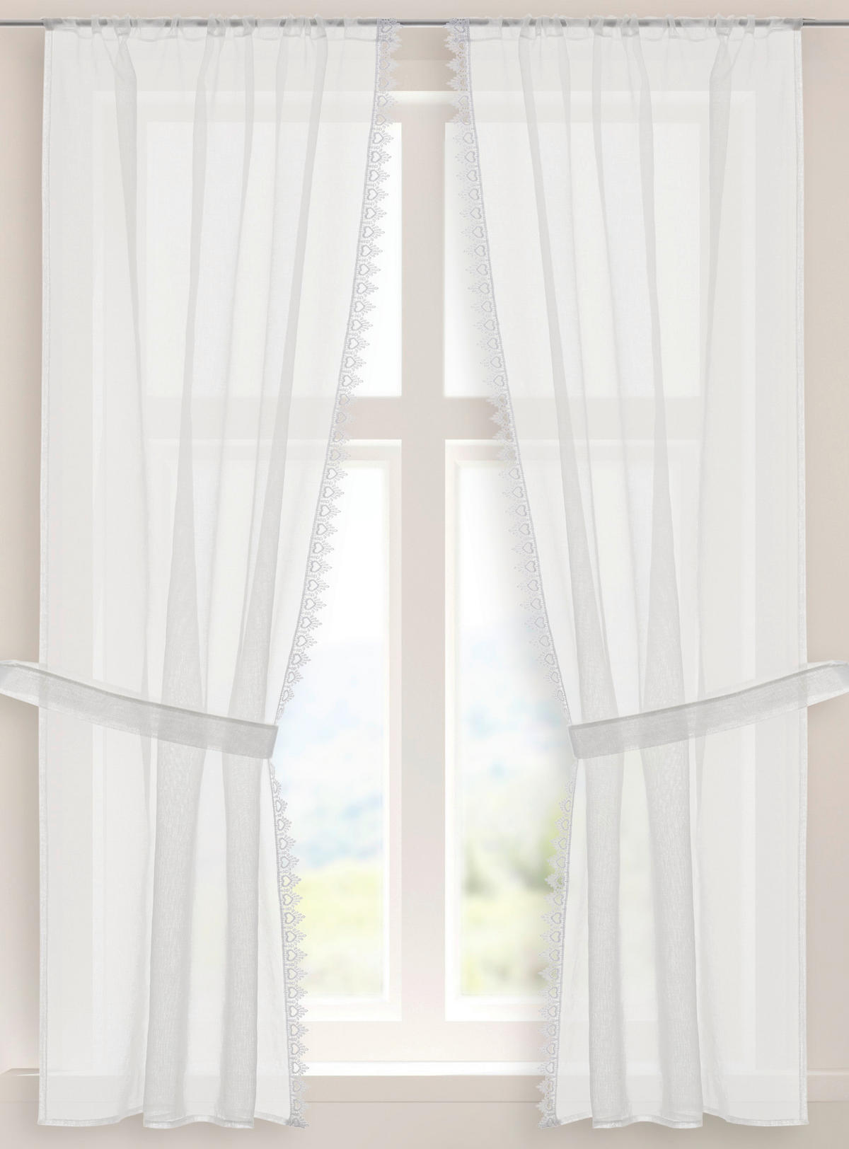 Landhausgardine Nishay wollweiß B/L: ca. 75x160 cm Nishay - wollweiß (75,00/160,00cm) - CASA CREATION