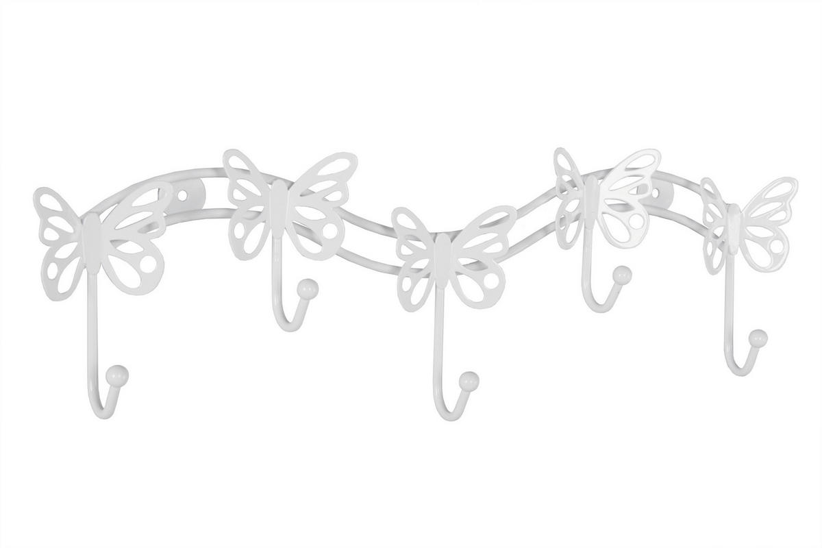 Garderobenleiste Butterfly weiß pulverbeschichtet Metall B/H/T: ca. 54x15,5x5 cm Butterfly - weiß (54,00/15,50/5,00cm)
