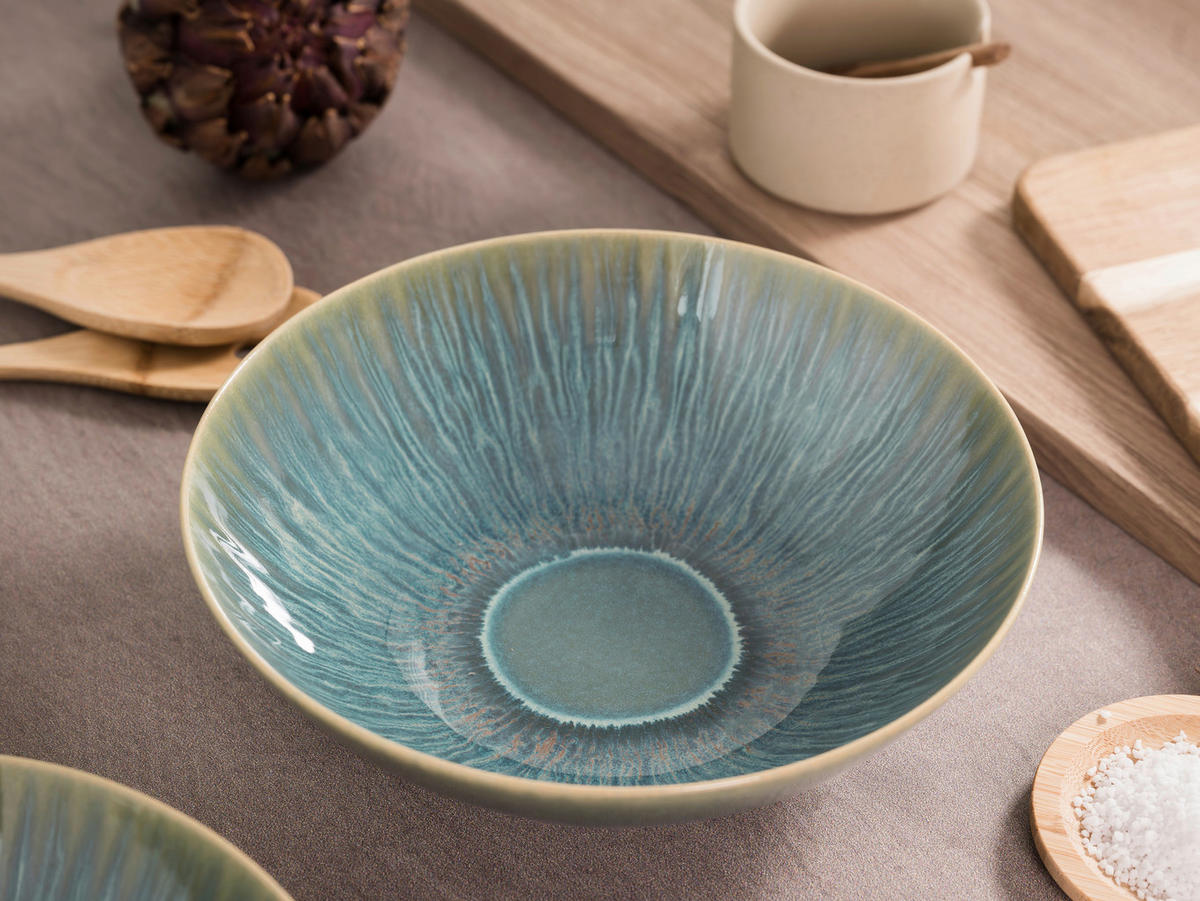 CreaTable Salatschüssel-Set Sea Breeze grün Steinzeug Sea Breeze - grün - CreaTable