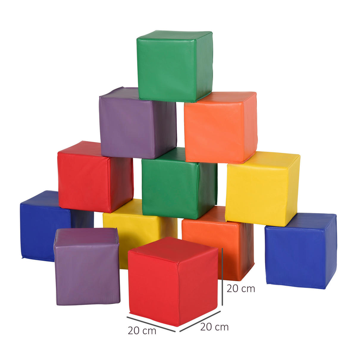 HOMCOM Schaumstoffblöcke B/H/T: ca. 20x20x20 cm Schaumstoffblöcke_12tlg. - bunt (20,00/20,00/20,00cm) - HOMCOM