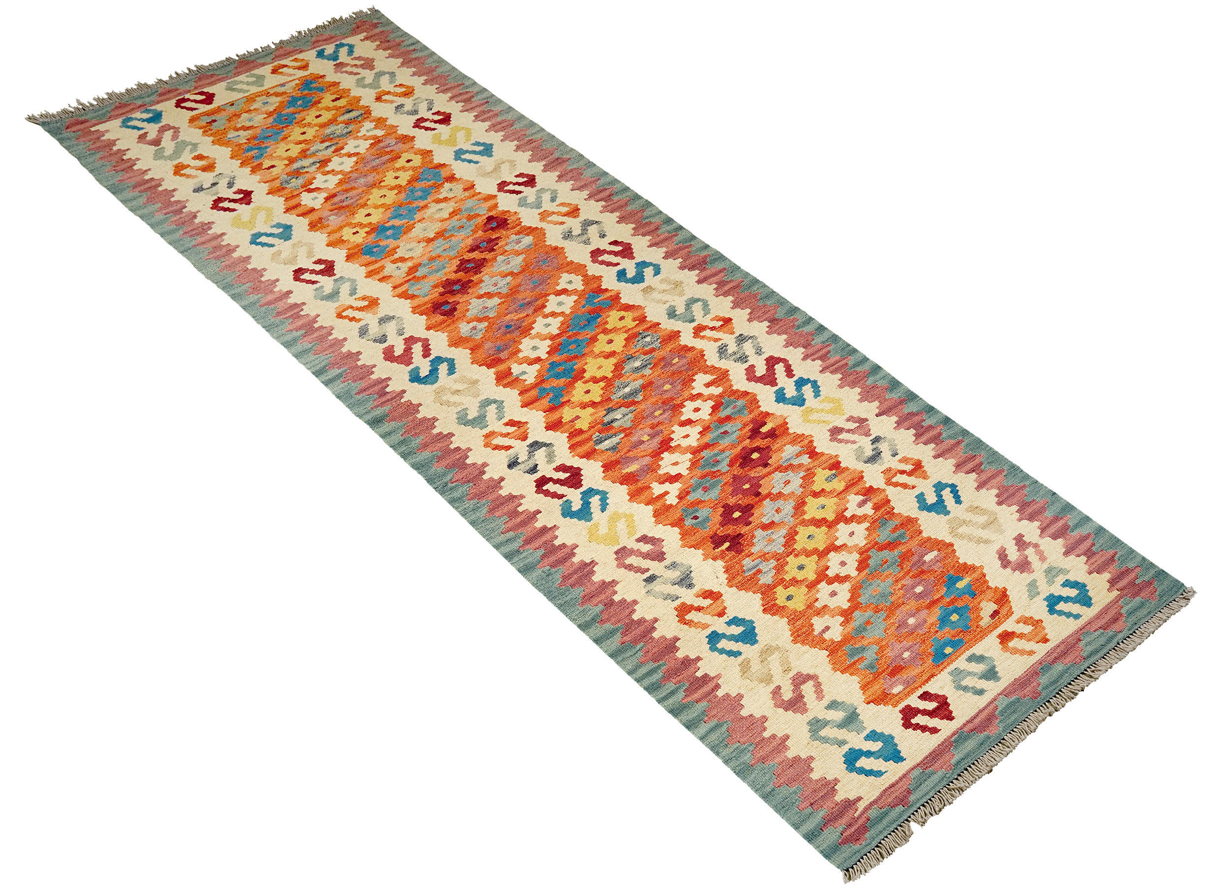 PersaTepp Teppich Kelim Gashgai beige B/H/L: ca. 79x1x289 cm Kelim Gashgai - orange/beige (289,00/79,00/1,00cm) - PersaTepp
