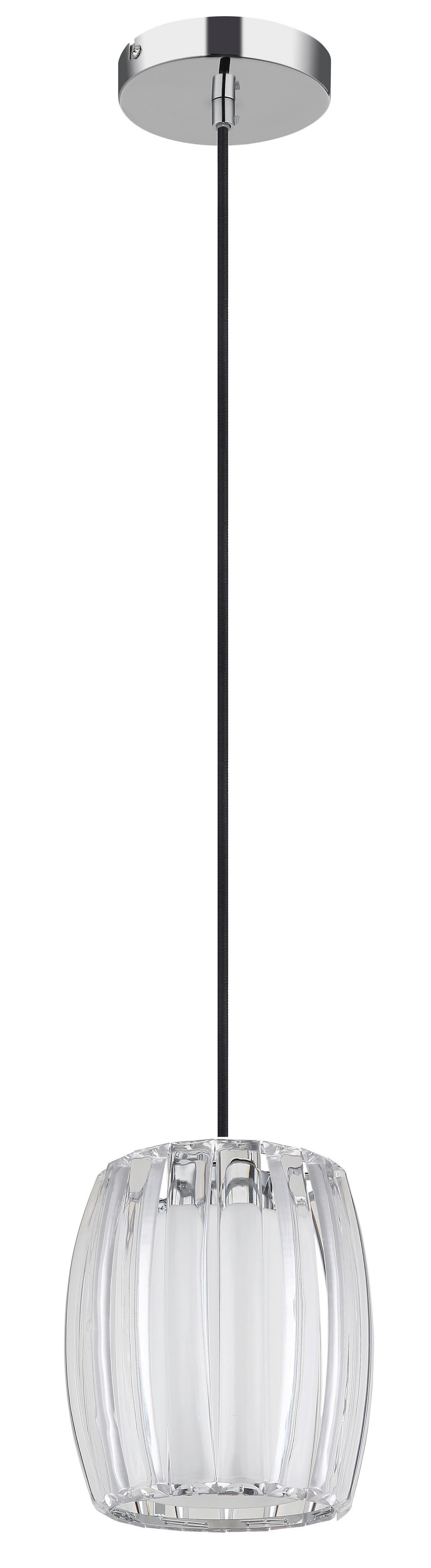 GLOBO Pendelleuchte Chrom Opal schwarz Metall Glas Textil H/D: ca. 120x18 cm E27 1 Brennstellen MARIBEL - schwarz/Opal (18,00/120,00cm) - GLOBO