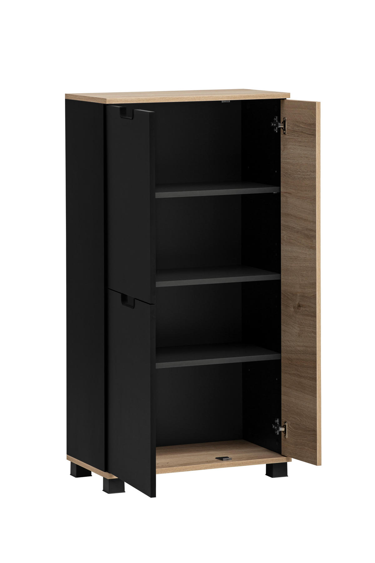 Highboard Emmik schwarz matt Eiche Eiche weiß Nachbildung B/H/T: ca. 59,8x116,9x32,6 cm Emmik - Eiche/schwarz (59,80/116,90/32,60cm) - Möbelpartner