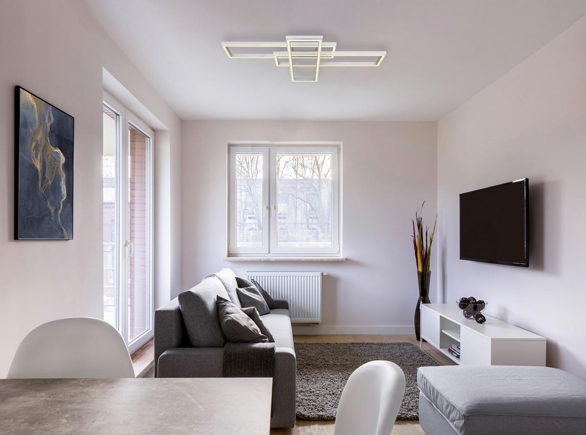 GLOBO LED-Deckenleuchte Salmos 67209-60D Silbergrau Aluminium Kunststoff B/L: ca. 100x69,5 cm Salmos - Silbergrau (100,00/69,50cm) - GLOBO