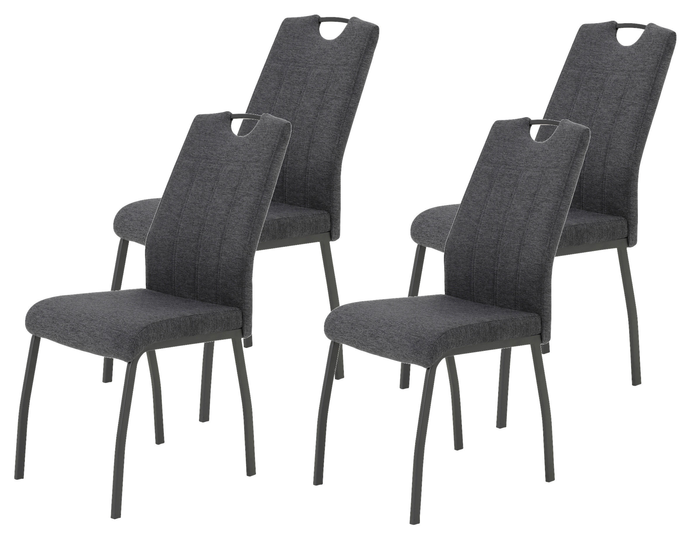 Stuhl 4er Set ELIF III anthrazit grau Microfaser Metall B/H/T: ca. 44x96x64 cm 4er Set ELIF III - anthrazit/grau (44,00/96,00/64,00cm) - Hela