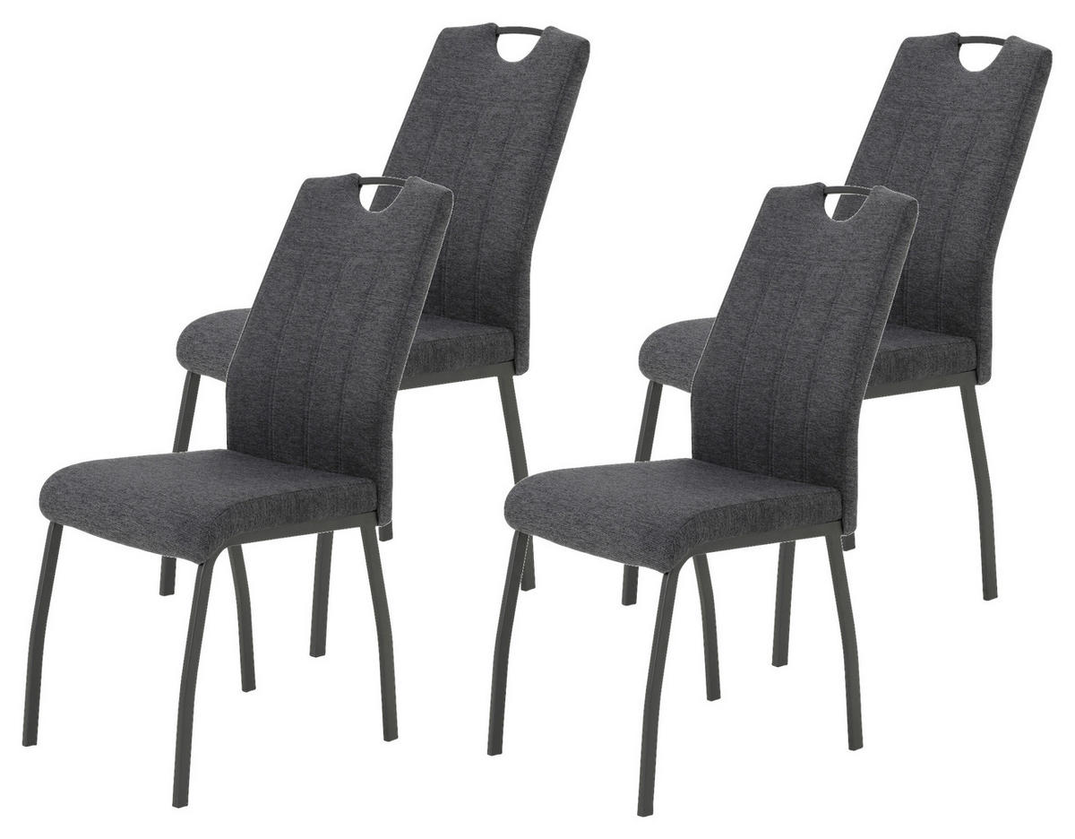 Stuhl 4er Set ELIF III anthrazit grau Microfaser Metall B/H/T: ca. 44x96x64 cm 4er Set ELIF III - anthrazit/grau (44,00/96,00/64,00cm) - Hela