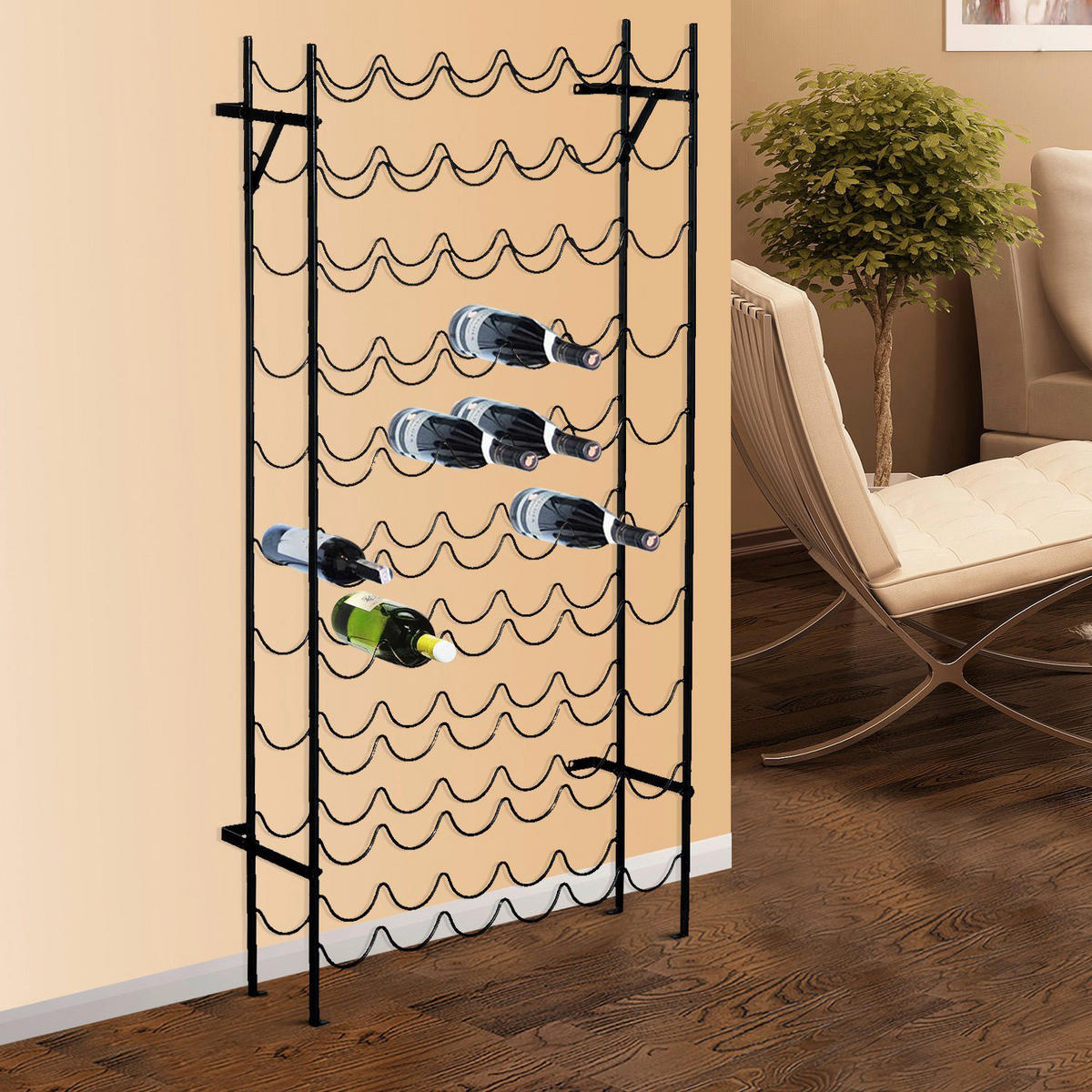 HOMCOM Weinregal schwarz Metall B/H/T: ca. 63x118x20,5 cm Weinregal - schwarz (63,00/118,00/20,50cm) - HOMCOM