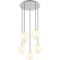 GLOBO Pendelleuchte nickel matt Glas Metall H/D: ca. 150x57,5 cm 5.0 Brennstellen 15345-5NO - nickel matt (57,50/150,00cm) - GLOBO