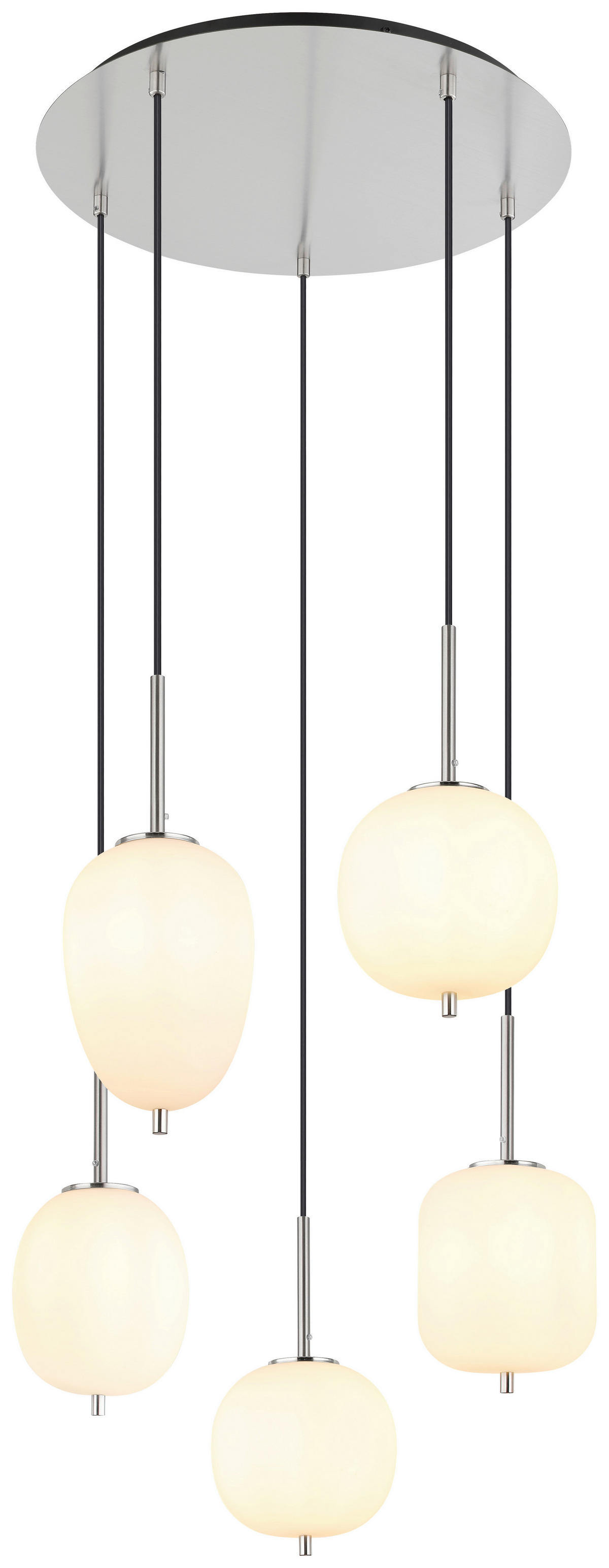 GLOBO Pendelleuchte nickel matt Glas Metall H/D: ca. 150x57,5 cm 5.0 Brennstellen 15345-5NO - nickel matt (57,50/150,00cm) - GLOBO