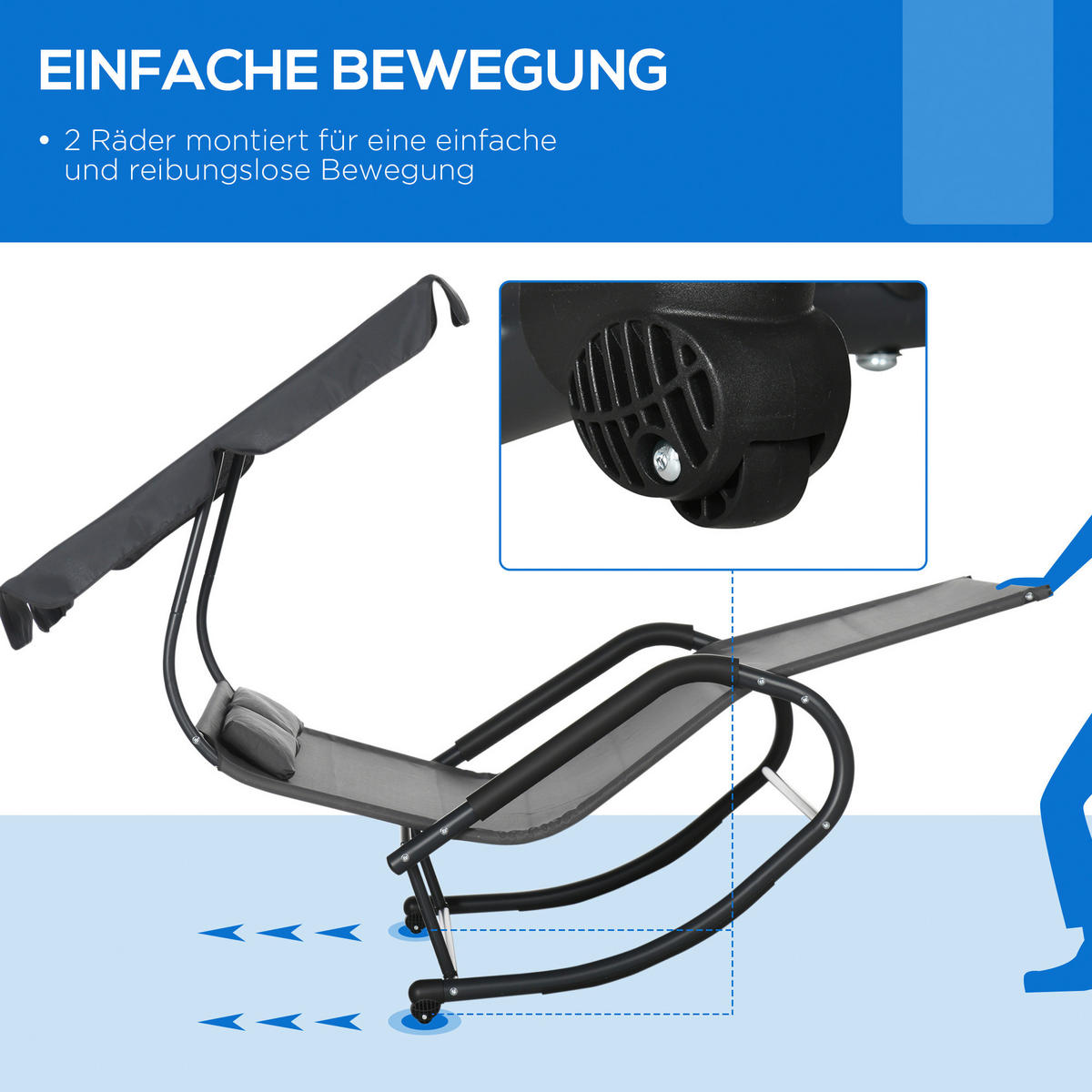 Outsunny Doppel-Sonnenliege dunkelgrau Schaumstoff B/H/L: ca. 139x140x200 cm Doppel-Sonnenliege - dunkelgrau (200,00/139,00/140,00cm) - Outsunny