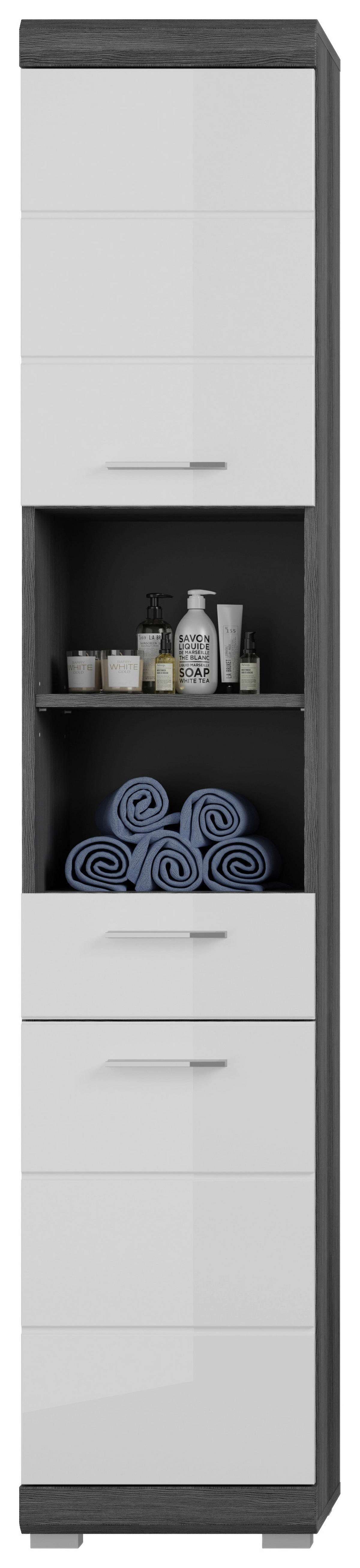 Badezimmer-Set Scout Rauchsilber Nachbildung weiß Hochglanz B/H/T: ca. 112x191x34 cm Scout - weiß (112,00/191,00/34,00cm) - xonox.home