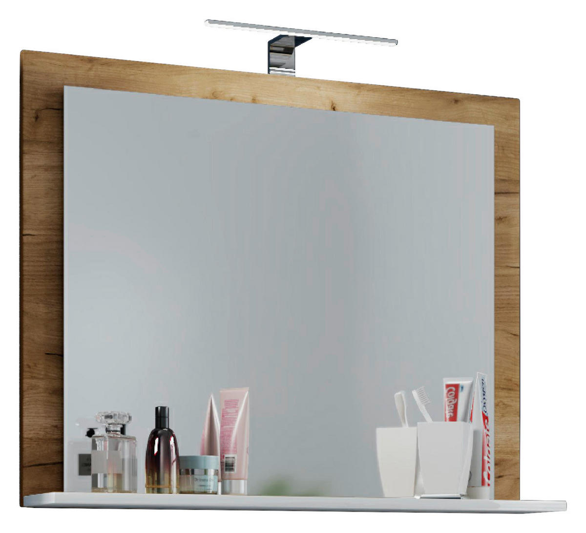 Wandspiegel Lendas Eiche Honig Nachbildung weiß Holzwerkstoff B/H/T: ca. 80x65x17 cm Lendas - Eiche/weiß (80,00/65,00/17,00cm) - VCM Möbel