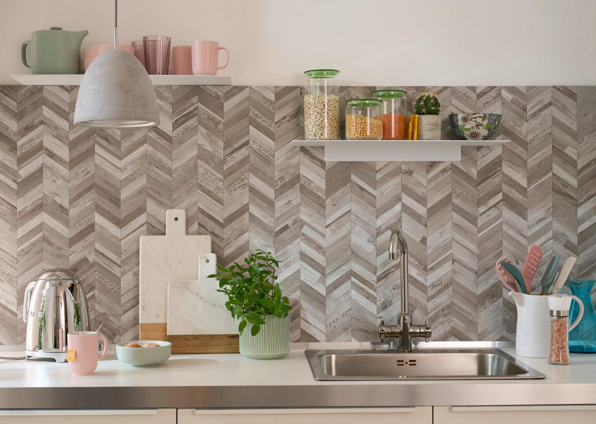 Wandfliesen grau B/L: ca. 25,3x29,7 cm Wandfliese_d-c-fix_selbstklebend - grau (25,30/29,70cm)