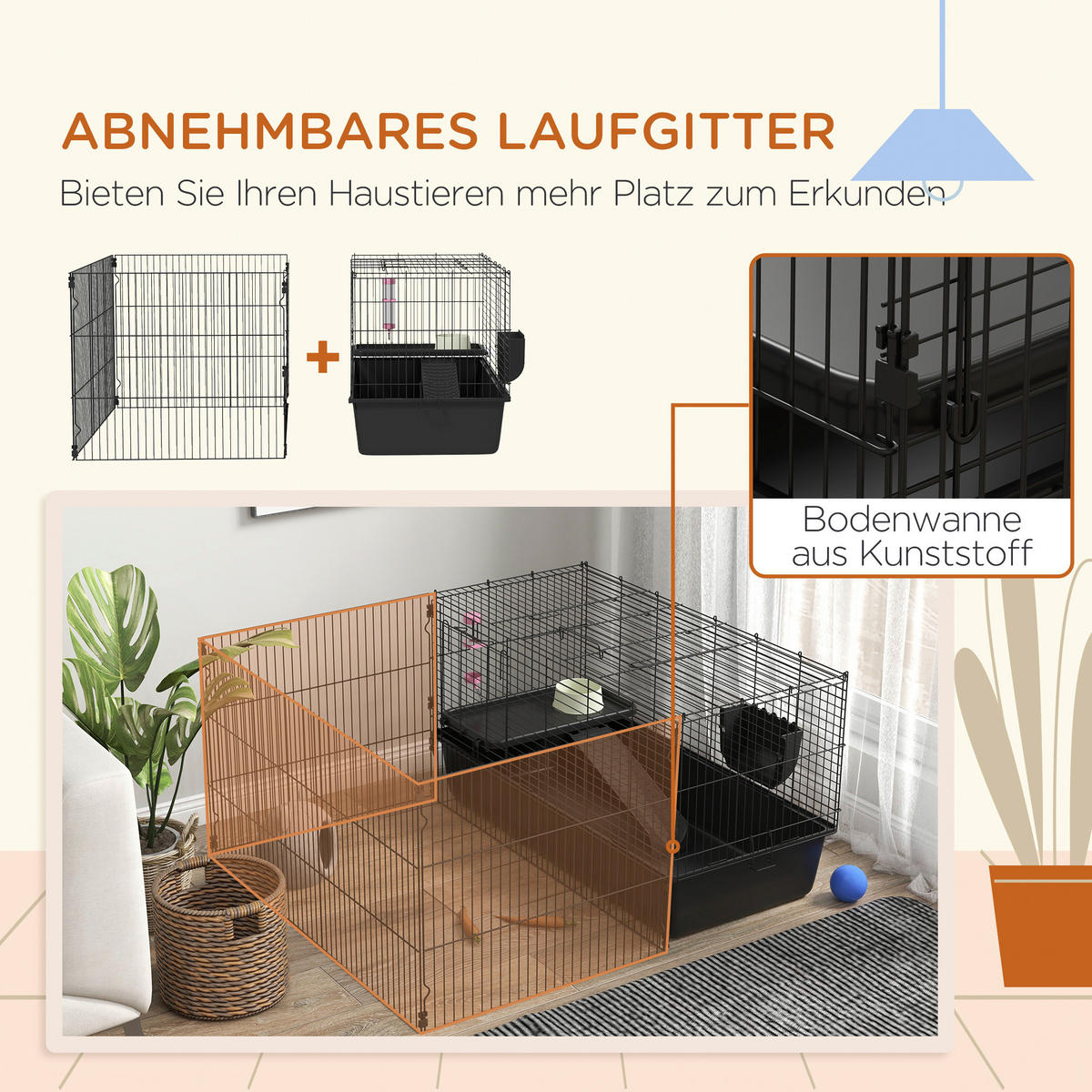 PawHut Kleintierkäfig schwarz Stahl B/H/L: ca. 99x54x112,5 cm Kleintierkäfig - schwarz (112,50/99,00/54,00cm) - PawHut