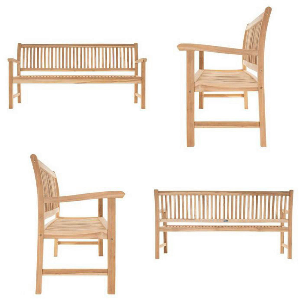 VCM Gartenbank braun Teakholz B/H/L: ca. 60x90x180 cm Gartenbank_3-Sitzer - braun (180,00/60,00/90,00cm) - VCM