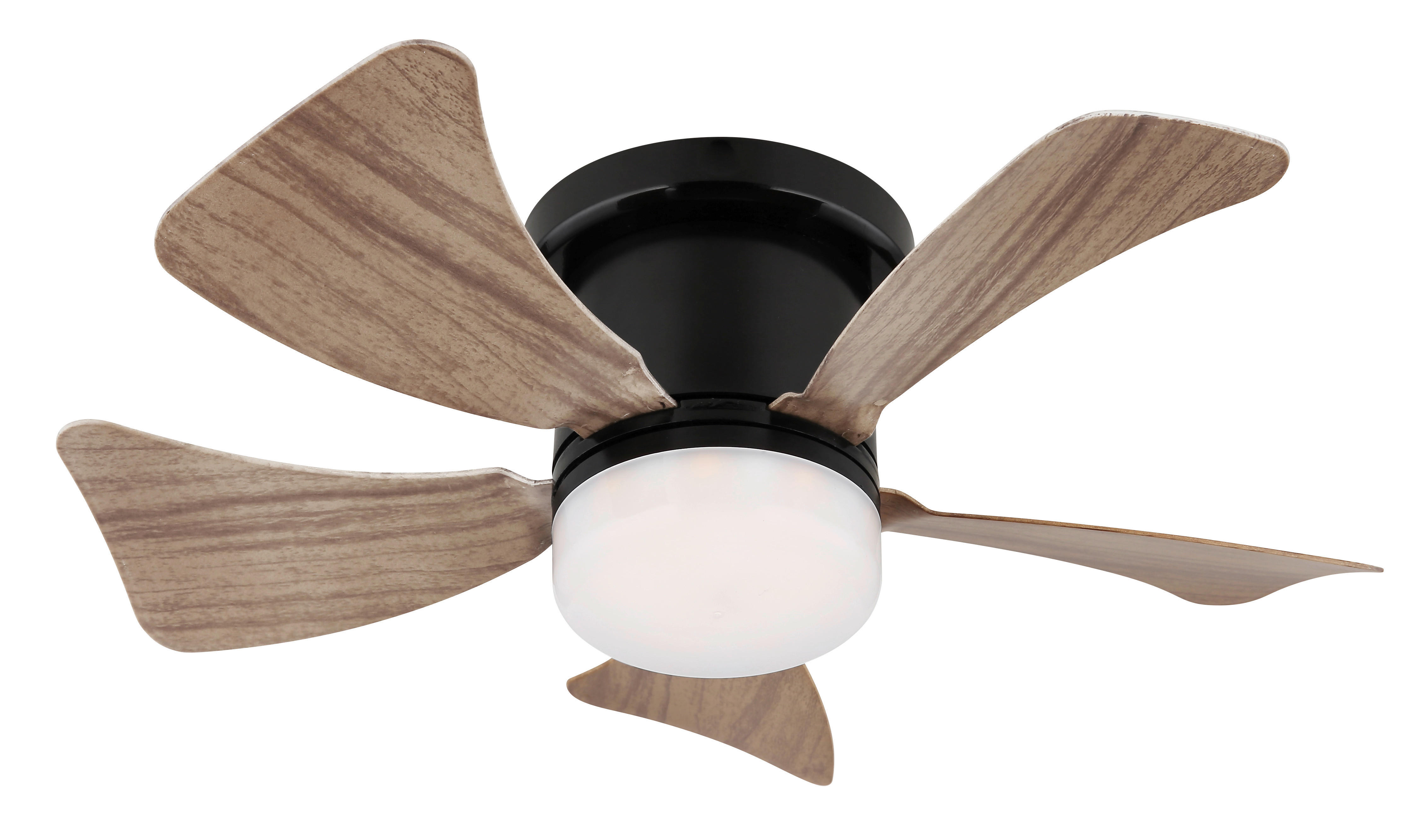 GLOBO LED-Deckenventilator mattschwarz dunkelbraun Opal Kunststoff Metall H/D: ca. 13x40,6 cm 1 Brennstellen HINES - dunkelbraun/Opal (40,60/13,00cm) - GLOBO