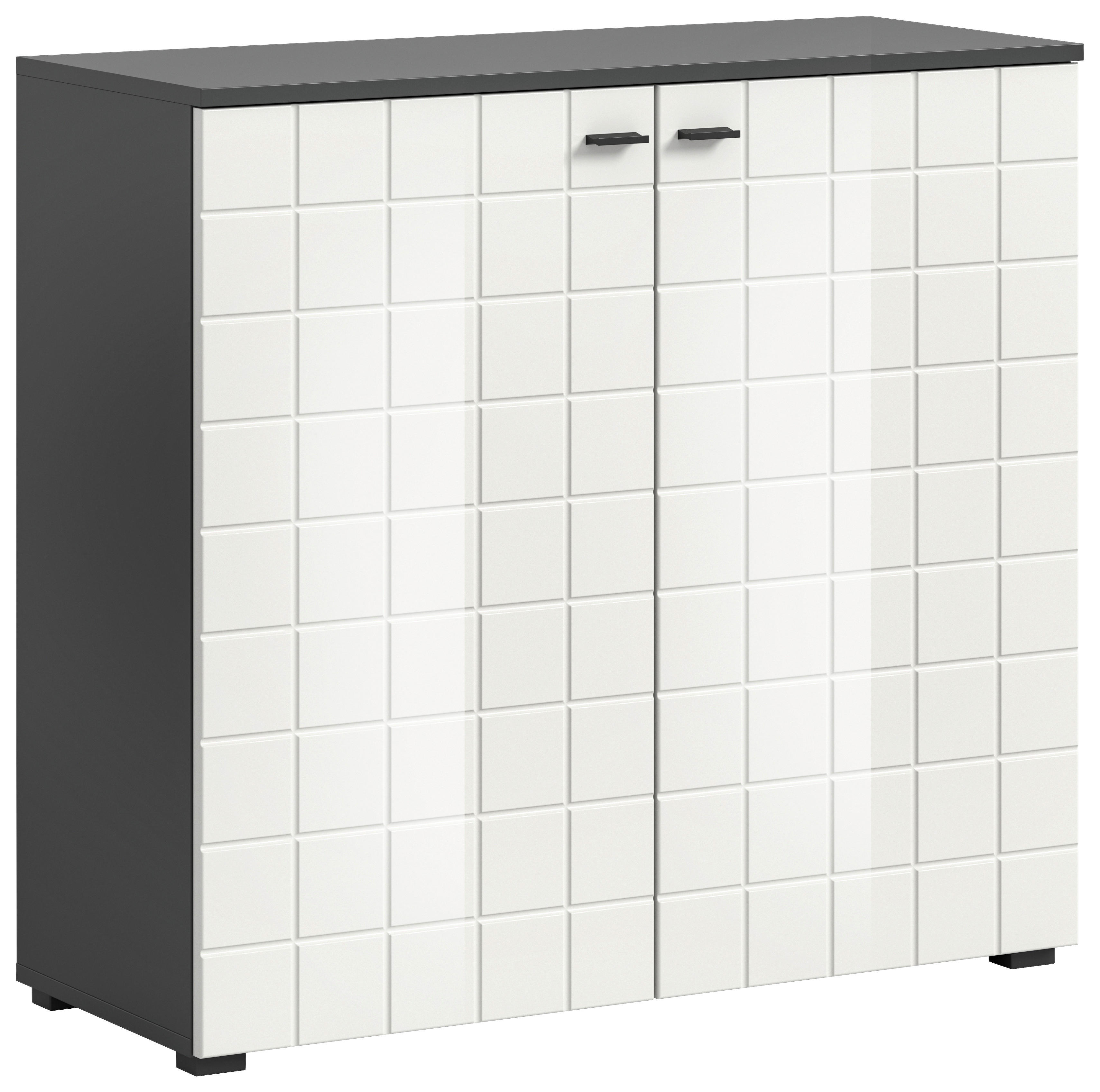 Kommode Monte anthrazit weiß Hochglanz B/H/T: ca. 92x86x37 cm Monte - weiß/anthrazit (92,00/86,00/37,00cm)